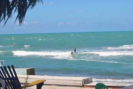 kitesurfing in front of the beach house